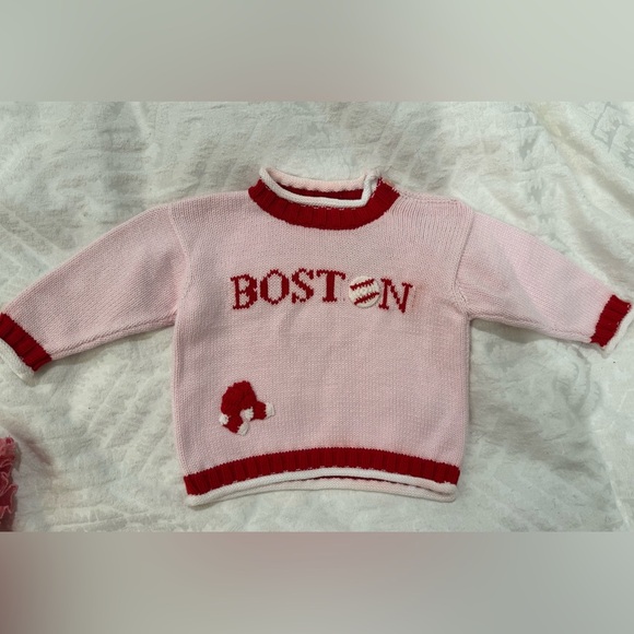 Purple mountain Boston Red Sox Pink and Red sweater appliqué baseball cotton - Picture 1 of 7